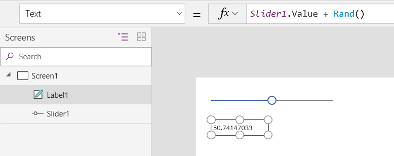 ラベル コントロールに 50.741 が表示された画面。