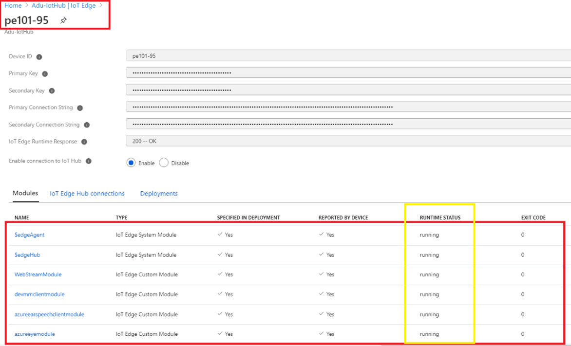 Azure portal のエッジ デバイス ページ。