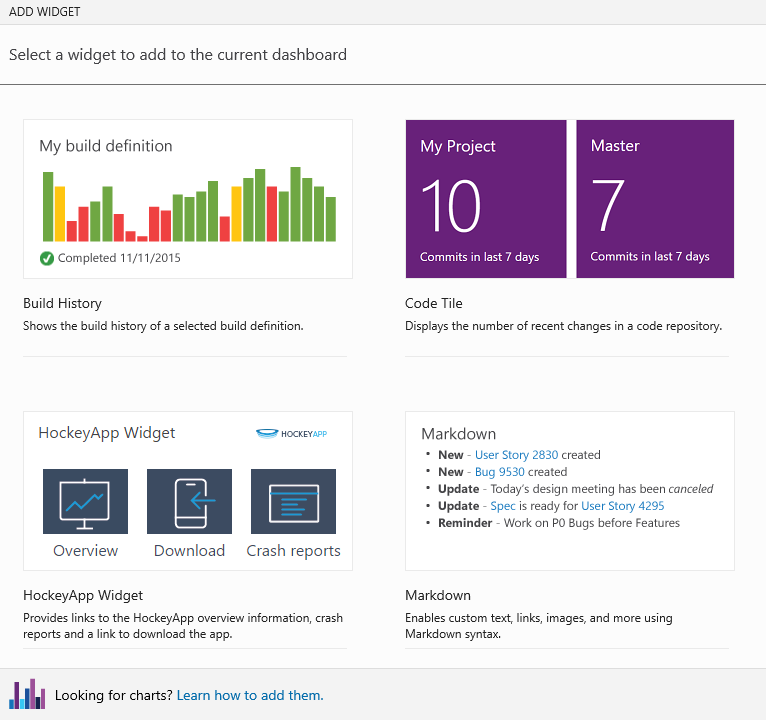 Adding a build history chart from the dashboard catalog