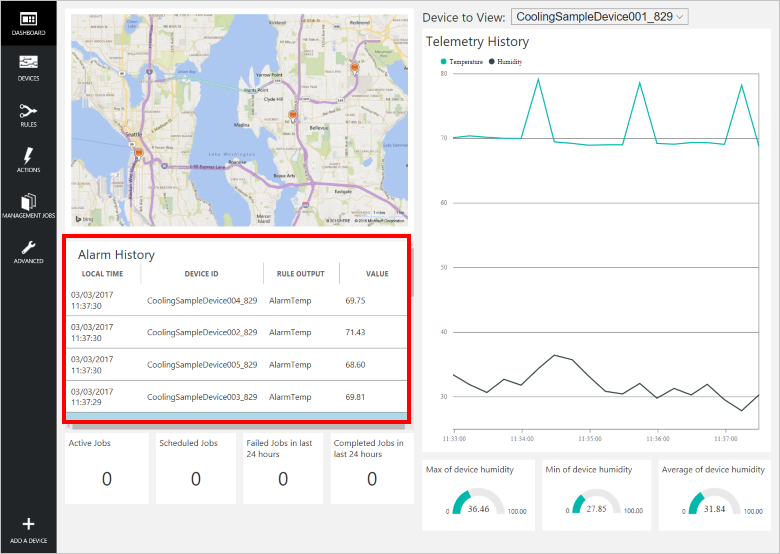 TODO Alarm history on the solution dashboard