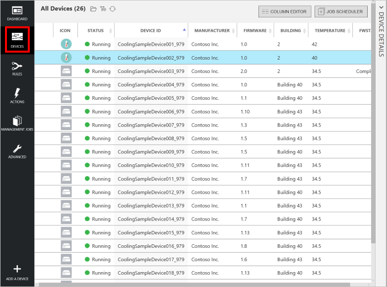 View the device list in the solution portal