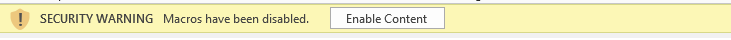コンテンツを有効にして、マクロが無効になっているというセキュリティ警告を無視する