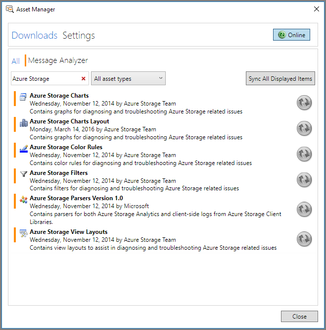 Message Analyzer の資産マネージャー