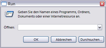 German Run dialog box