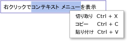 コンテキスト メニューを含む TextBox