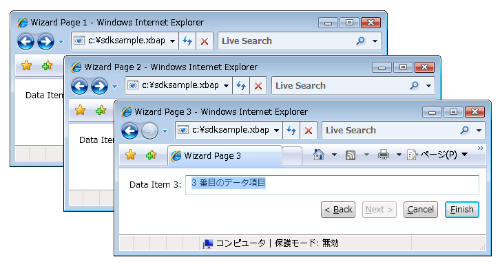 データ項目を含むタスク ページ