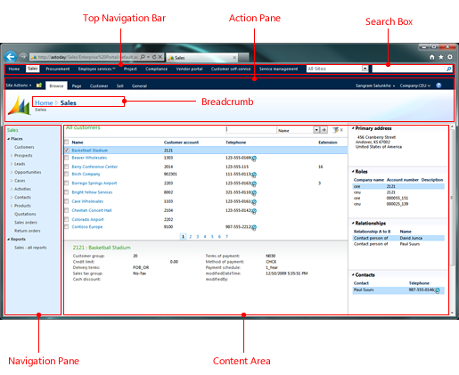 Callouts of Enterprise Portal navigation elements