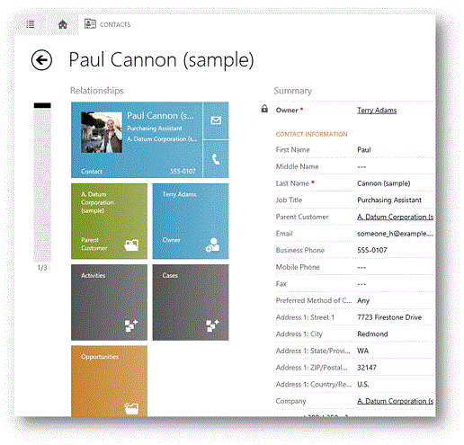 Relationships section within a form