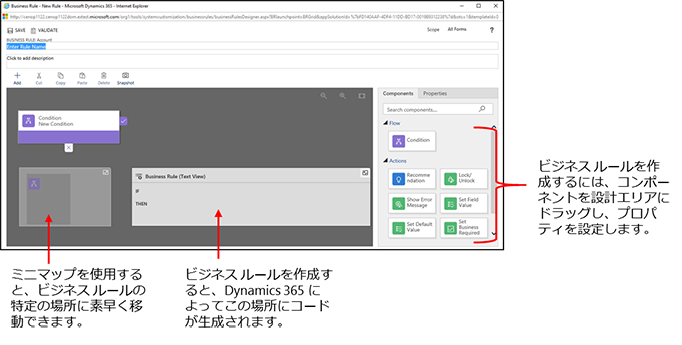 業務ルールの設計ウィンドウ