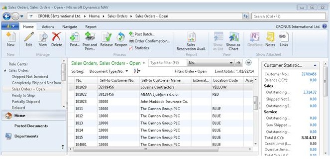 RoleTailored client sales order List page example