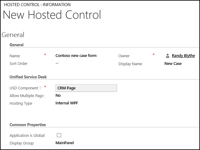 Create a CRM Page hosted control