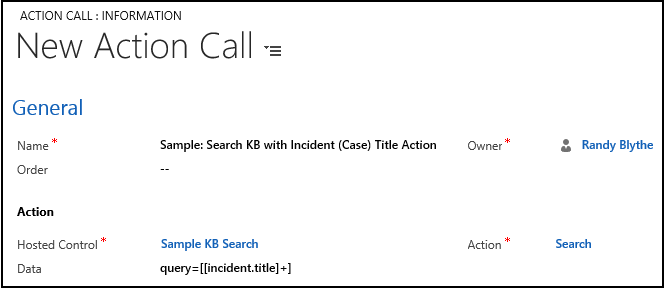 Create an action call