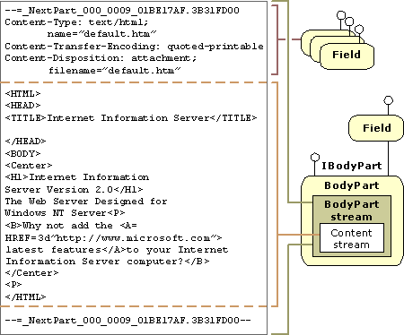 Diagram illustrating the relationship of the fields and streams associated with a body part.