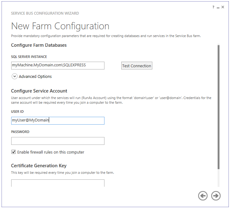 Service Bus Configuration Wizard