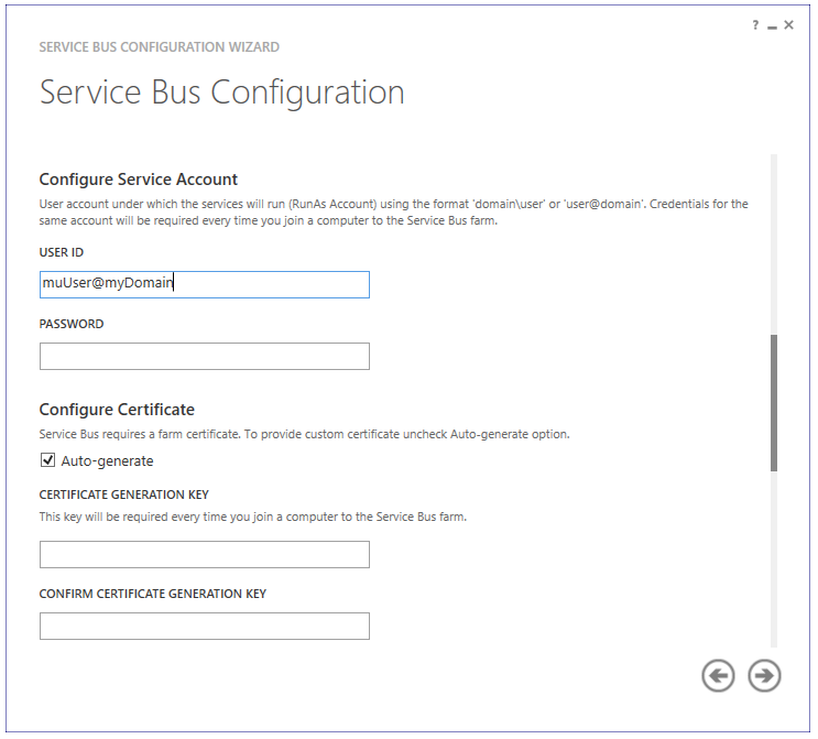 Service Bus Configuration Wizard