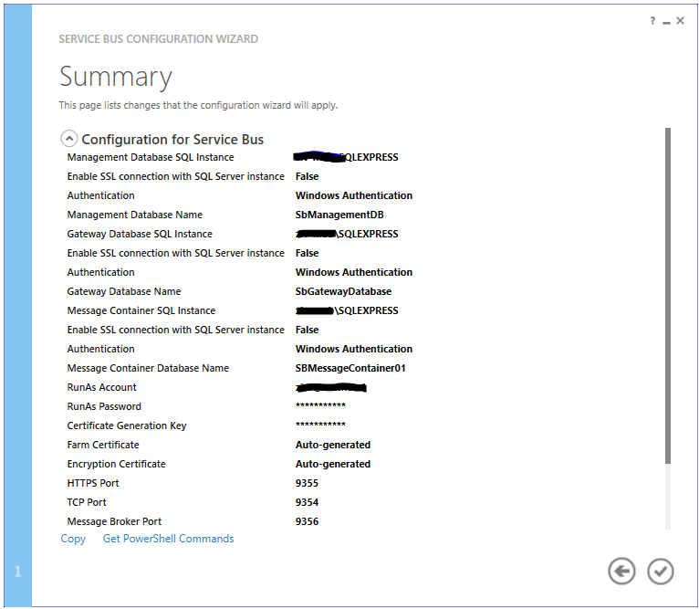 Service Bus Configuration Wizard