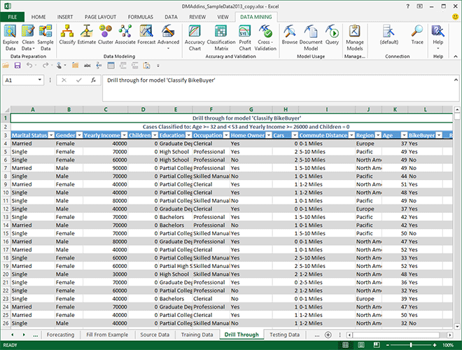 ドリルスルーの結果は Excel に保存され