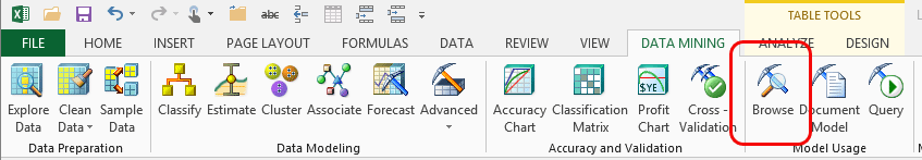[データ マイニング] リボンの [モデルの参照] ボタン