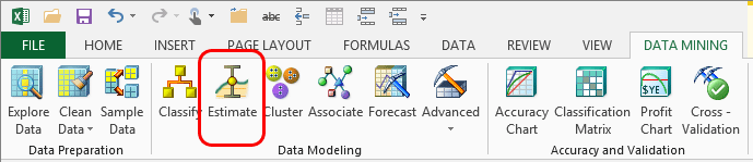 [データ マイニング] リボンの [見積