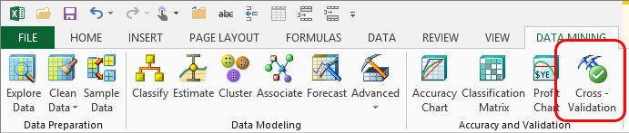 [クロス検証] ボタン、[データ マイニング] リボンの [