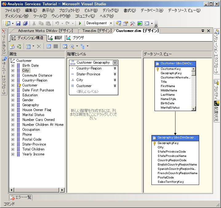 ディメンション デザイナの変更された顧客ディメンション