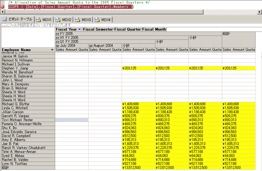 Q1 FY 2005 メンバの計算値