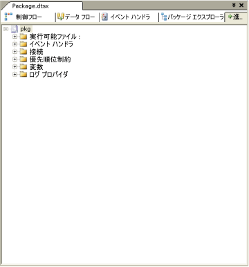 SSIS デザイナーの [パッケージ エクスプローラー] タブ