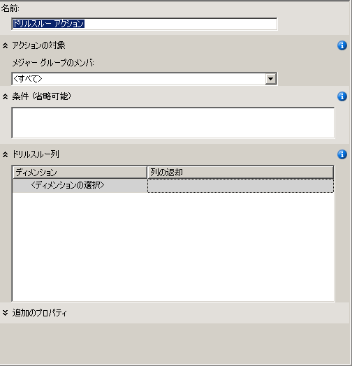 表示ペインの空白のアクション テンプレート