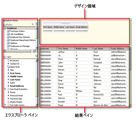 セマンティック モデル クエリ デザイナの UI