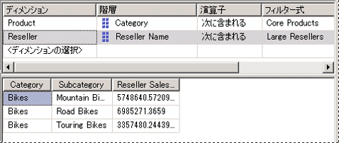 2 つの名前付きセットを含む [フィルター] ペイン