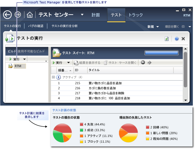 手動テストの実行