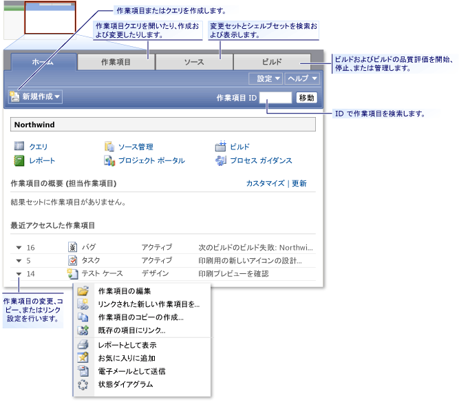 Team System Web Access のホーム ページ