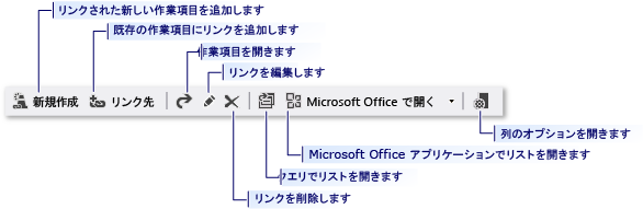 作業項目フォーム リンク ツール バー コントロール