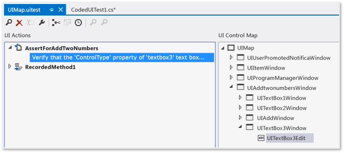 コード化された UI テスト エディター