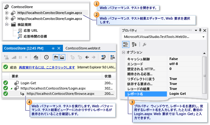 Web 要求へのレポート名の追加