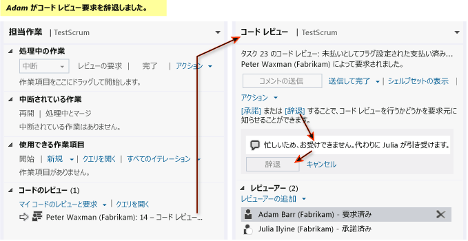 コード レビューの受け入れと応答