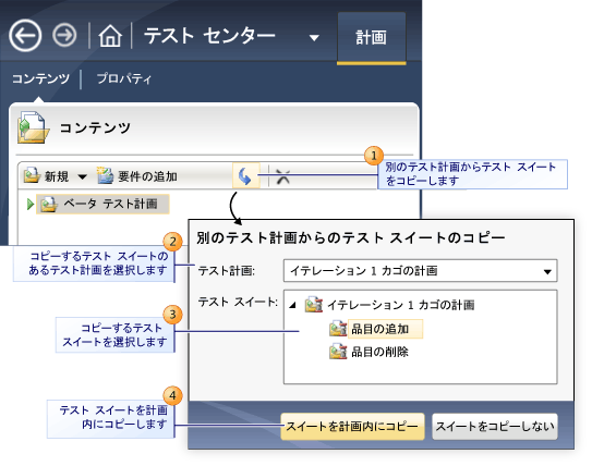 別のテスト計画からのテスト スイートのコピー