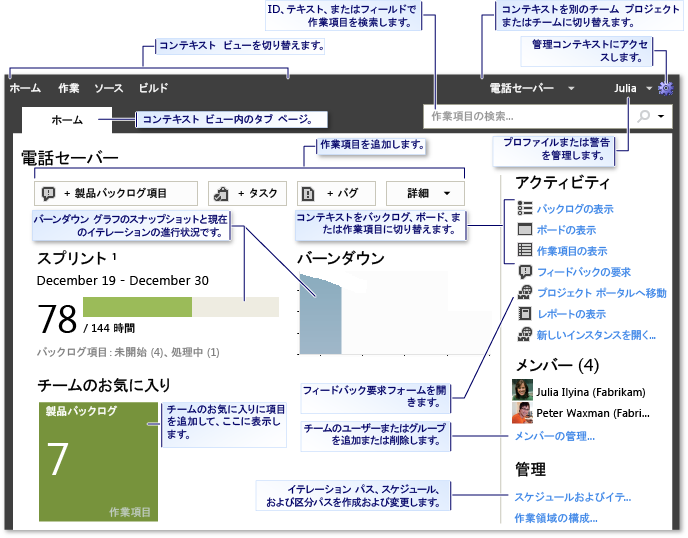 ホーム ページ (Team System Web Access)