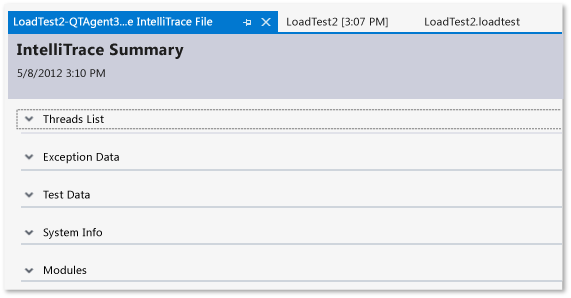 IntelliTrace Summary