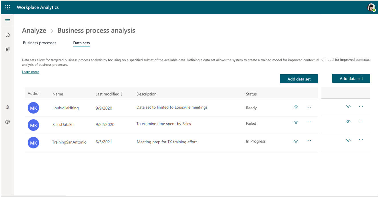 Datasets page.