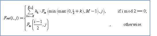 Diagram showing bob deinterlacing algorithm calculations for a bottom field.