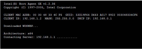 HPCS compute node console during PXE boot