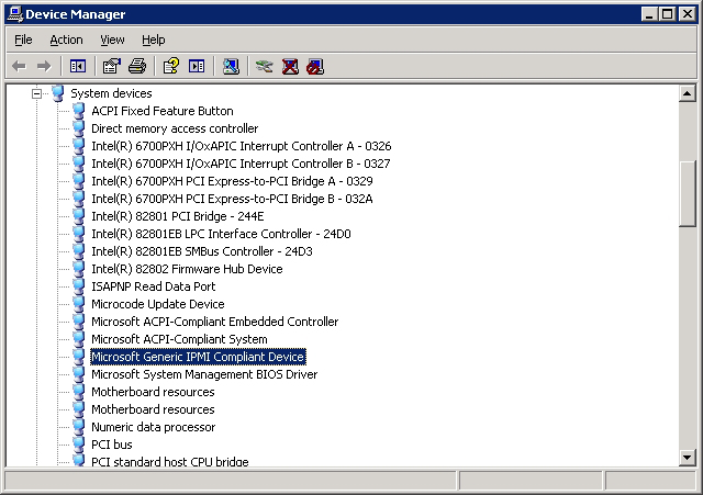 Device Manager - Microsoft Generic IPMI Compliant