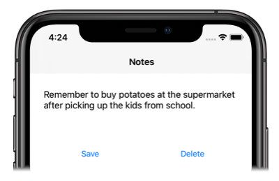 iOS シミュレーターでの Notes