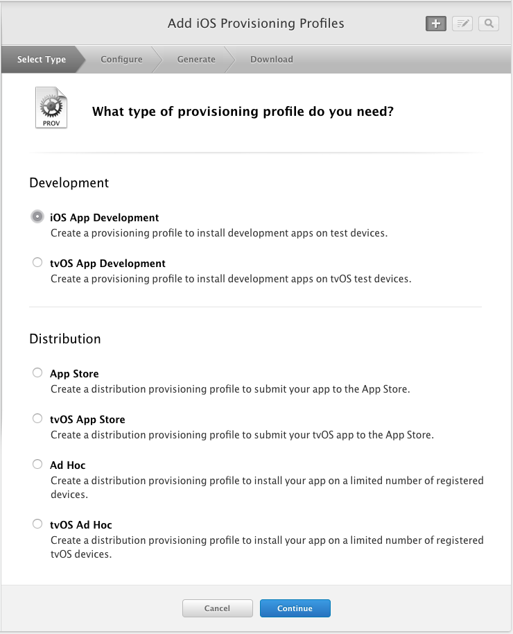 Provisioning Profile selection