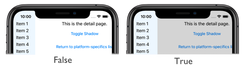 影ありと影なしの FlyoutPage のスクリーンショット