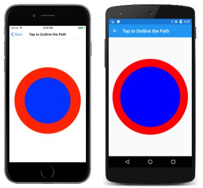 通常の [タップしてパスのアウトラインを表示する] ページのトリプル スクリーンショット