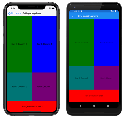 セル間の間隔のない Grid のスクリーンショット