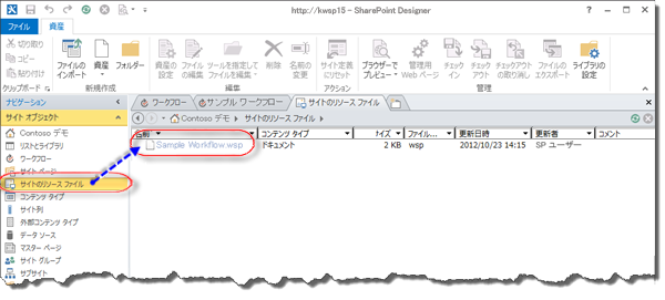 サイト リソース内のワークフロー テンプレート。