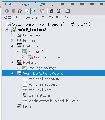 ソリューション エクスプローラーのアクティビティ ノード